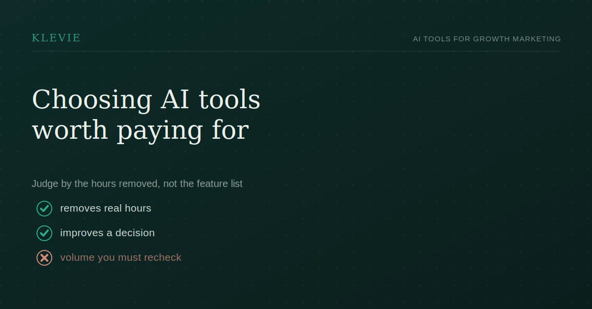 Choosing AI marketing tools by category and by whether each earns its cost